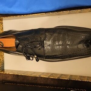 DAVID EDEN/BLACK OSTRICH/SIZE 11 1/2 SHOES HAVE SOLE SAVERS/SHOE TREES/BOX